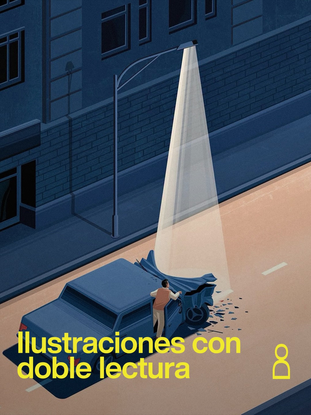 una mujer barre el otoño fuera de un cuadro. dos personas conversan mientra...