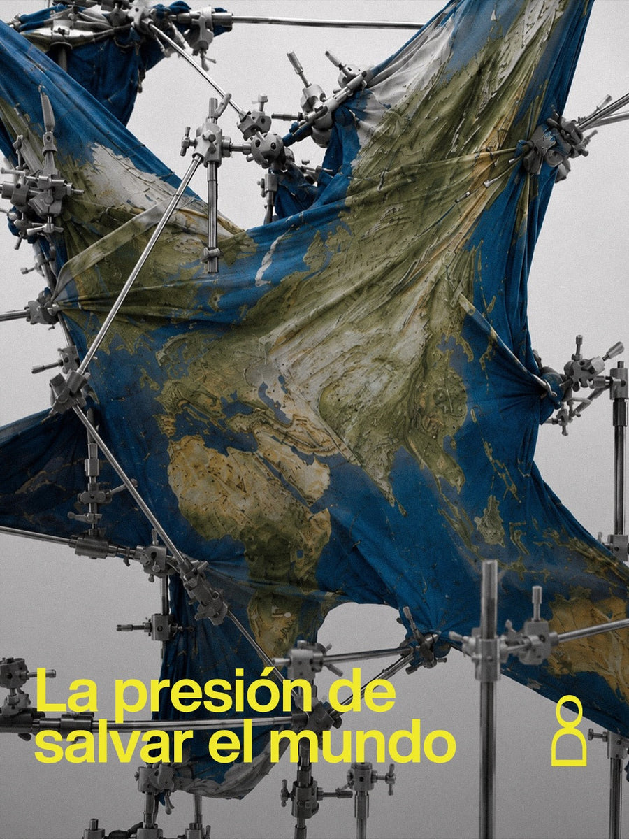 el mapa de la Tierra aparece estirado, sujeto por abrazaderas industriales...